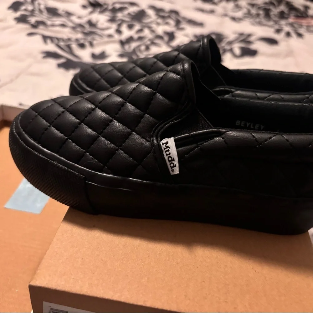 Mudd Quilted Black Kid’s Slip-On Loafers - New with Box